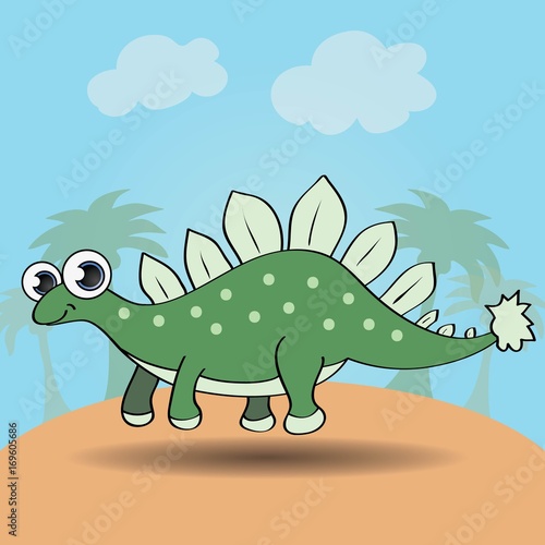 Funny cartoon style dinosaur vector illustration