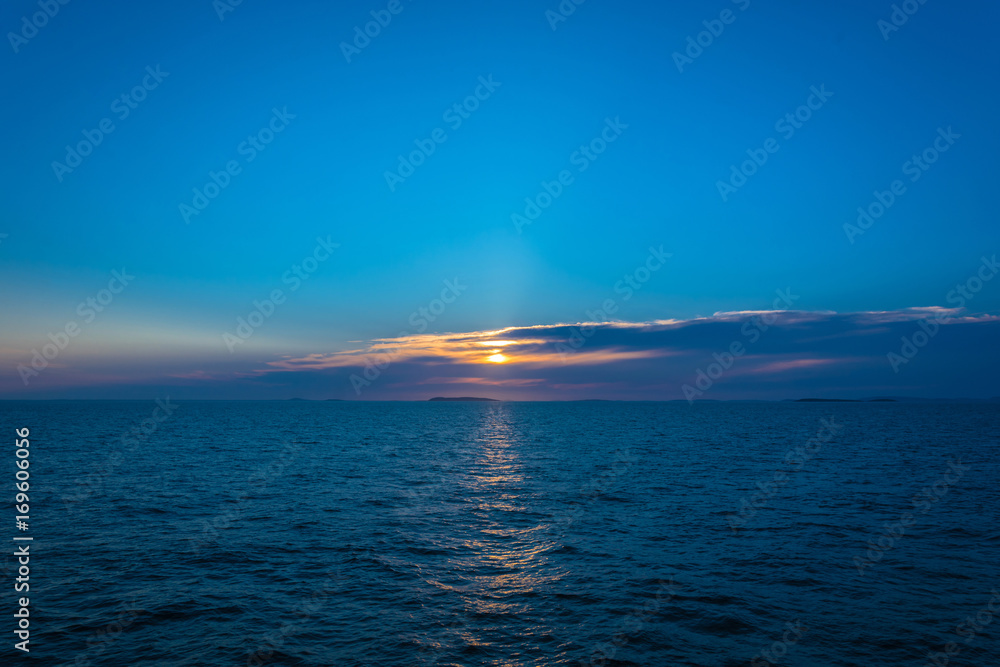 Beautiful sunset on the White sea.