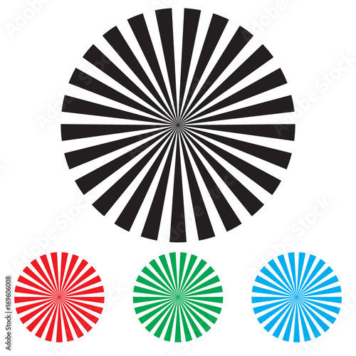 Radial Elements Set. Starburst or Sunburst Backgrounds. Ray, Beam Shapes