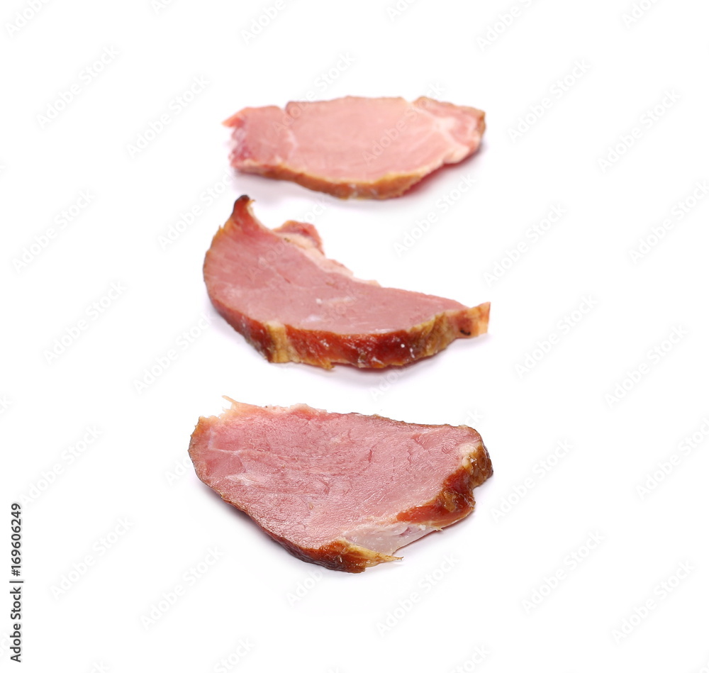 Dry cured back bacon isolated on white background