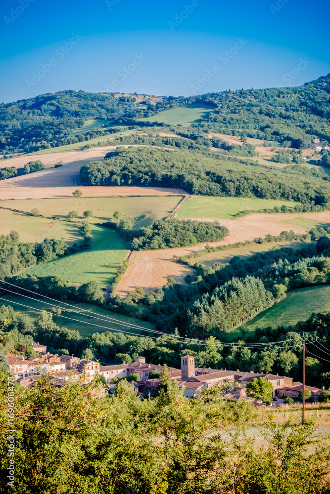 Naklejka premium Vue sur la Chartreuse de Sainte-Croix-en-Jares dans le Pilat