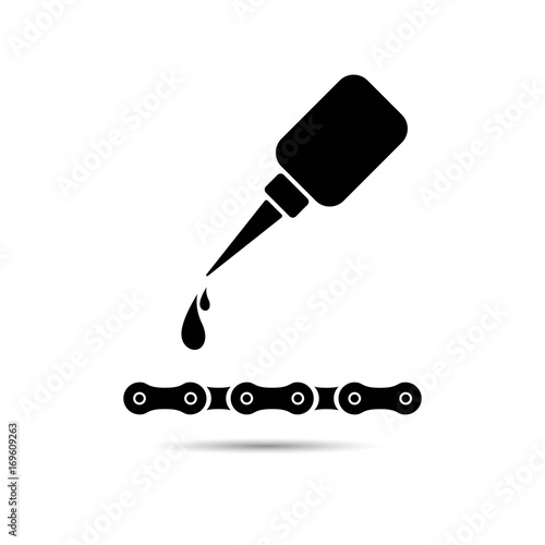 Bicycle chain lubrication. Bicycle repair icon. Vector Icon. 