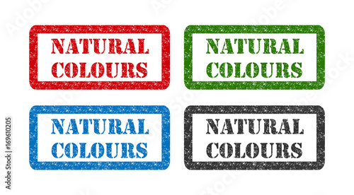 natural colours set rubber stamp isolated on background