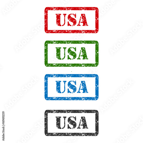usa set rubber stamp isolated on background