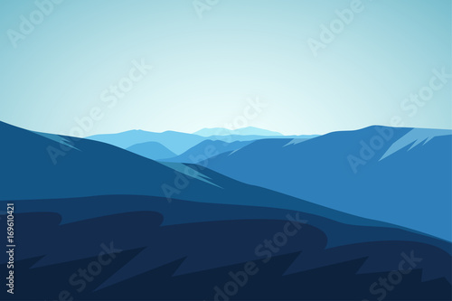 Fototapeta Naklejka Na Ścianę i Meble -  Mountain Landscape. Extreme Sports, Vacation and Outdoor Recreation. Vector illustration.