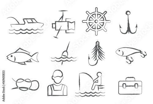 Fishing Doodle Icons