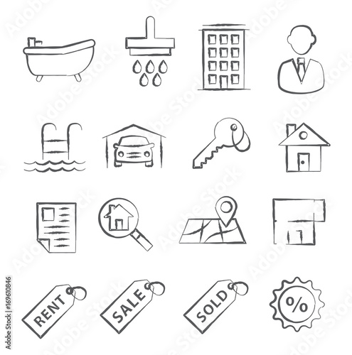 Real Estate Doodle Icons