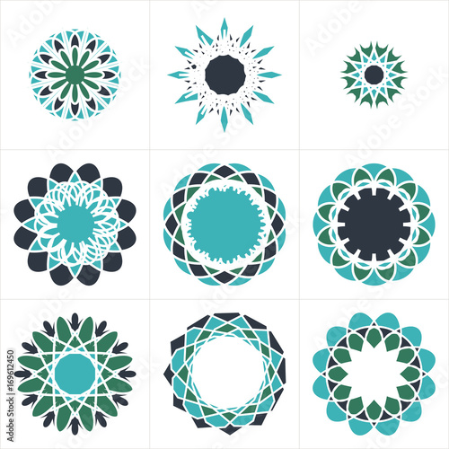 Geometric decorative elements. Linear ornamental symbols set. Ve