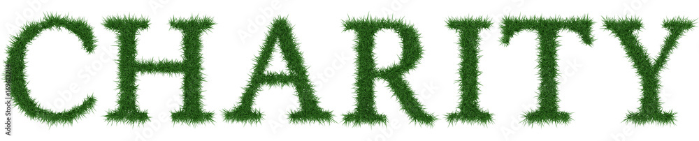 Charity - 3D rendering fresh Grass letters isolated on whhite background. Charity - 3D rendering fresh Grass letters isolated on whhite background.