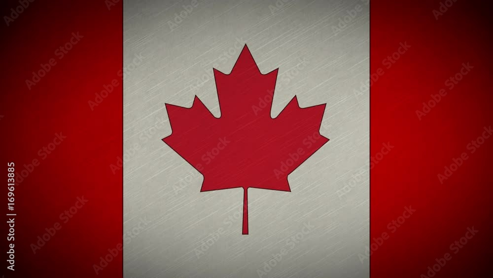 Painting flag of Canada on white paper four different ways Painting flag of Canada on white paper four different ways