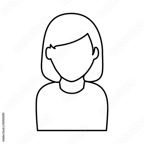 woman avatar portrait icon image vector illustration design black line