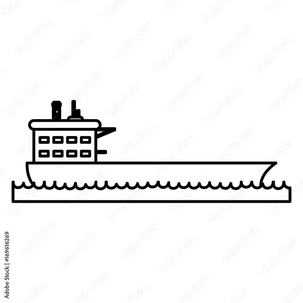 cargo ship icon image vector illustration design  black line