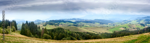 Summertime rural landscape banner, panorama - view against the mountains Western Carpathians, Zilina Region in the Slovakia