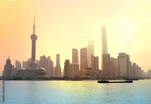 Sunrise view of Shanghai from Bund photo