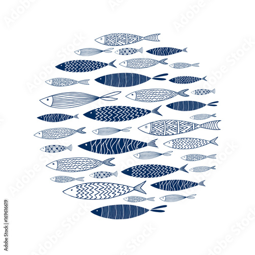 Round pattern of decorative fish