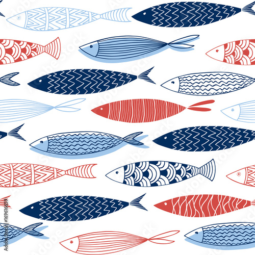Seamless pattern from decorative fish photo