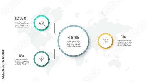 Business infographic. Organization chart with 3 options. Vector template.