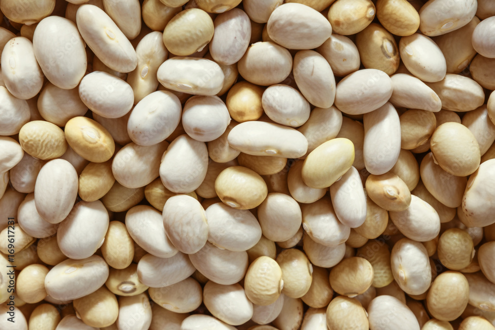 Dry white beans close-up
