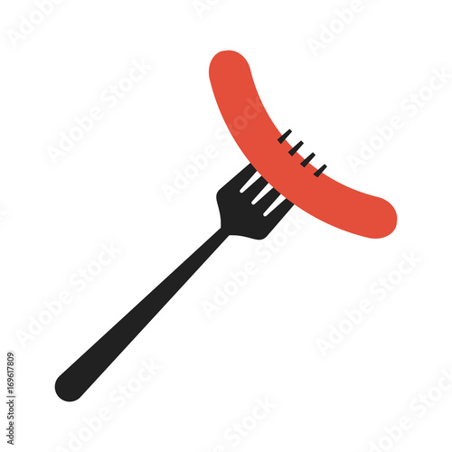 sausage on fork icon image vector illustration design 