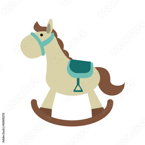 rocking wooden horse toy icon image vector illustration design 