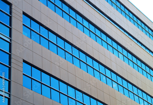 office building blue windows angle concrete
