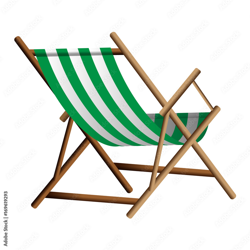 Vector  illustration of one green chaise lounge  on transparent background 