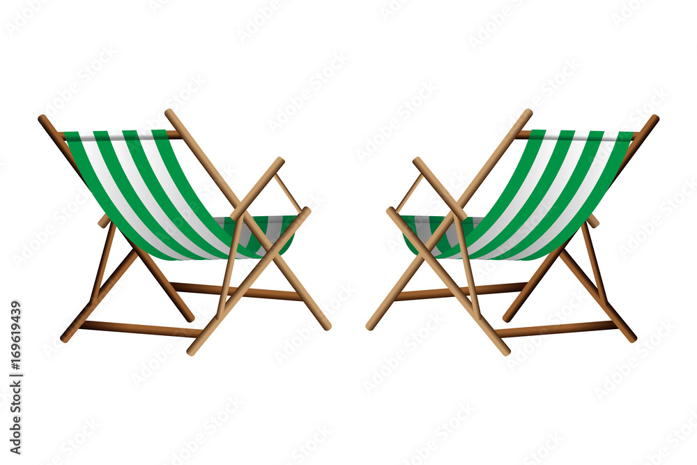 Vector illustration of two green chaise lounge on transparent background Vector illustration of two green chaise lounge on transparent background