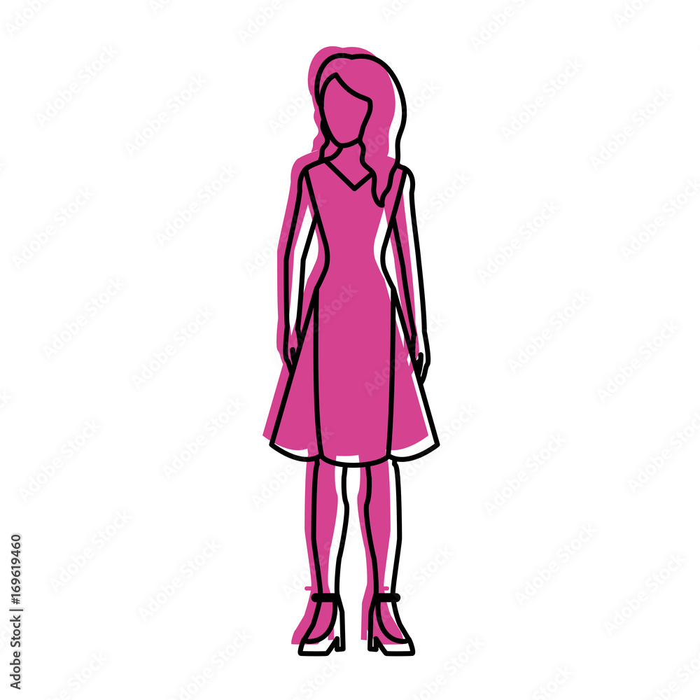 woman in dress and heels avatar icon image vector illustration design 