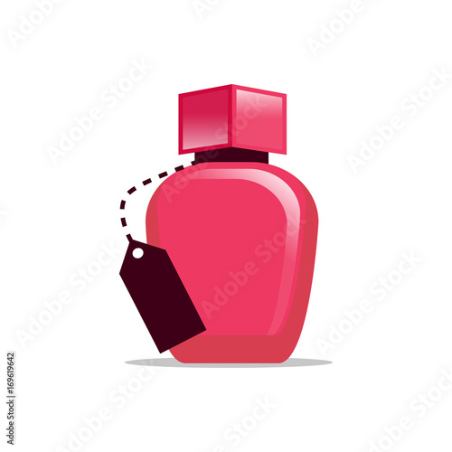 elegant perfume bottle illustration, icon design, isolated on white background.