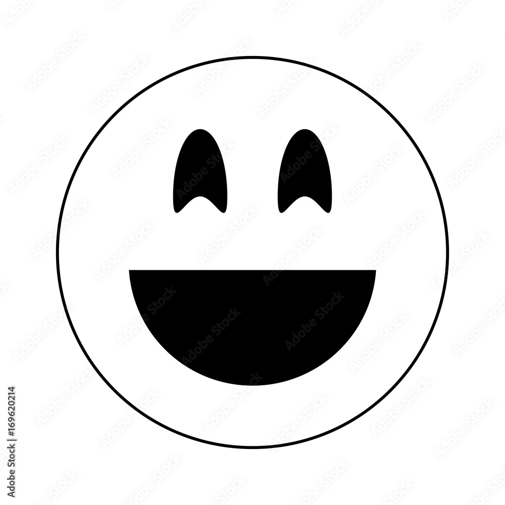 happy grin emoji instant messaging  icon image vector illustration design  black and white