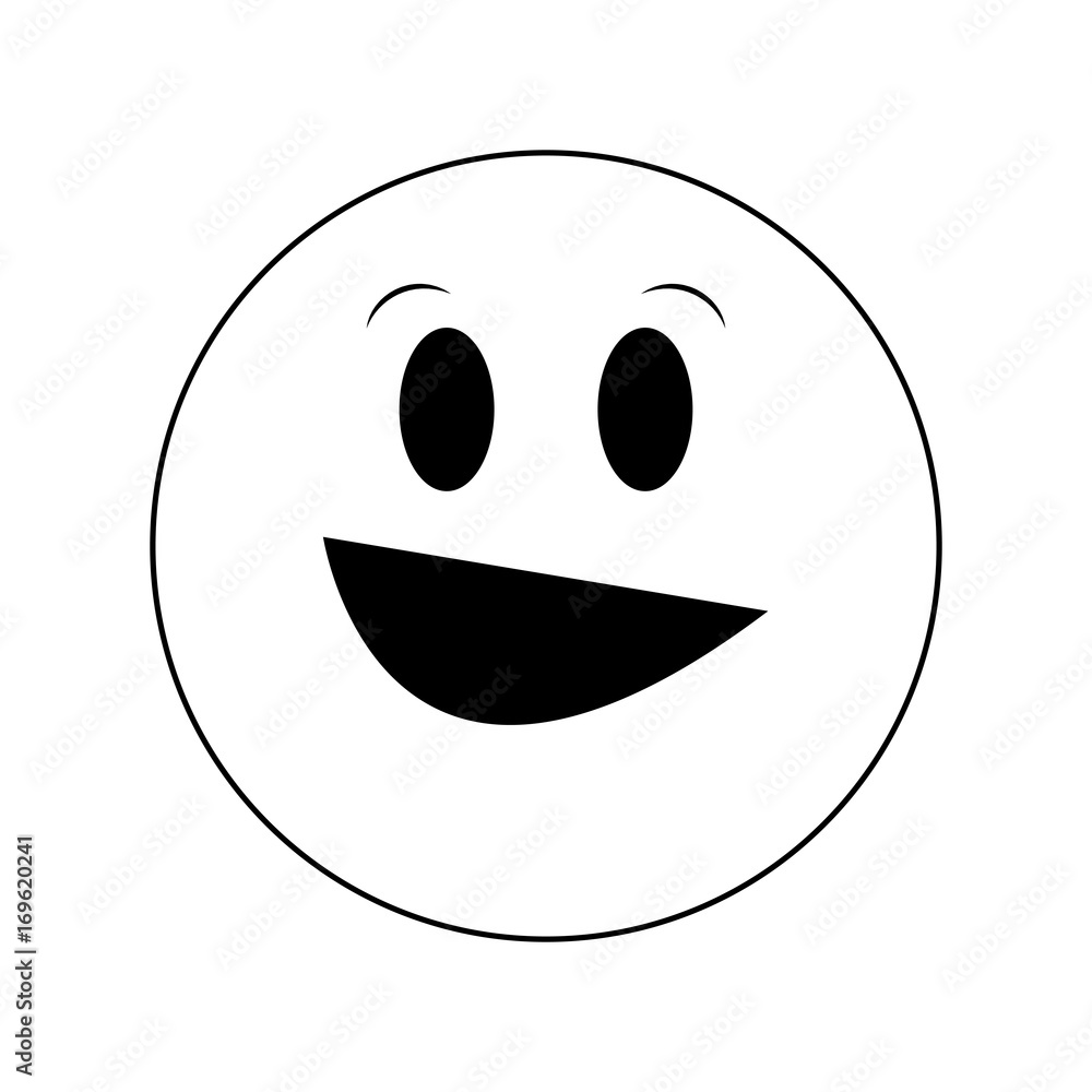 Fototapeta premium happy grin emoji instant messaging icon image vector illustration design black and white