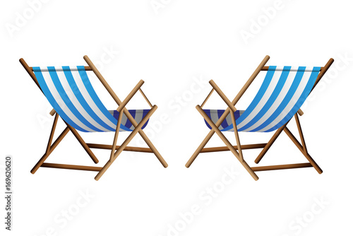 Vector  illustration of two blue chaise lounge  on transparent background 