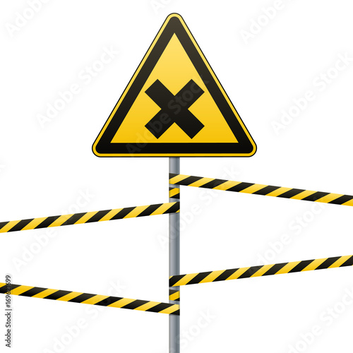 Safety sign. Caution - danger Harmful to health allergic irritant substances. Barrier tape. Vector illustrations