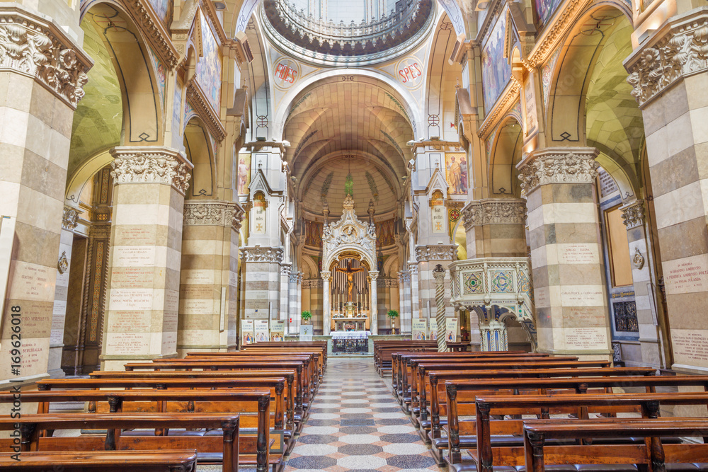 TURIN, ITALY - MARCH 15, 2017: The nave of church Chiesa di San Dalmazzo.