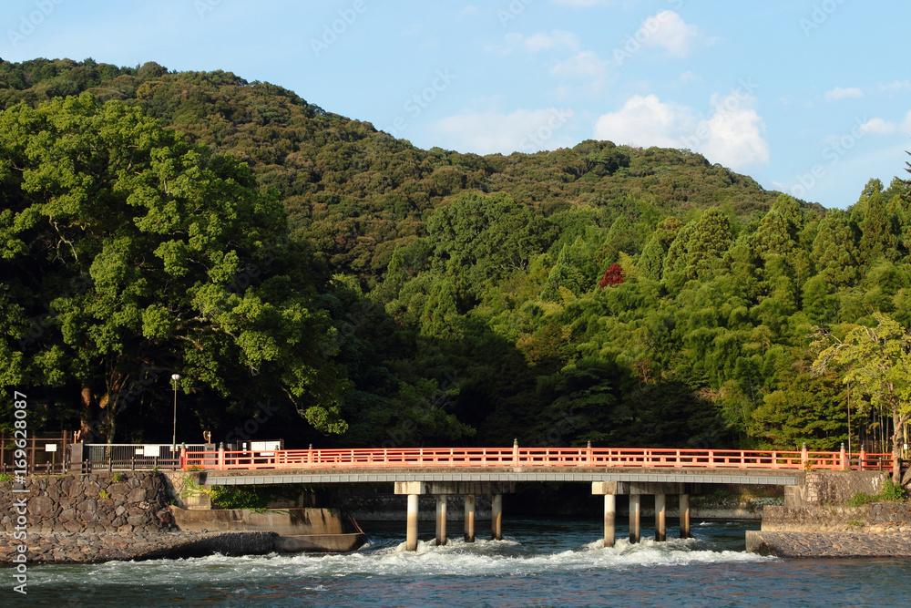 京都府宇治市 朱橋の風景 京都府宇治市 朱橋の風景