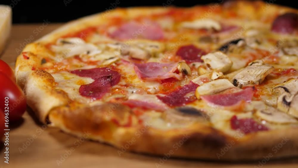 Close up shot of a typical Italian pizza Close up shot of a typical Italian pizza