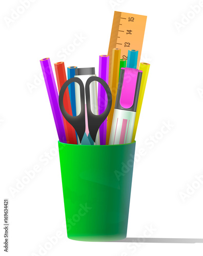 Different supplies in cup