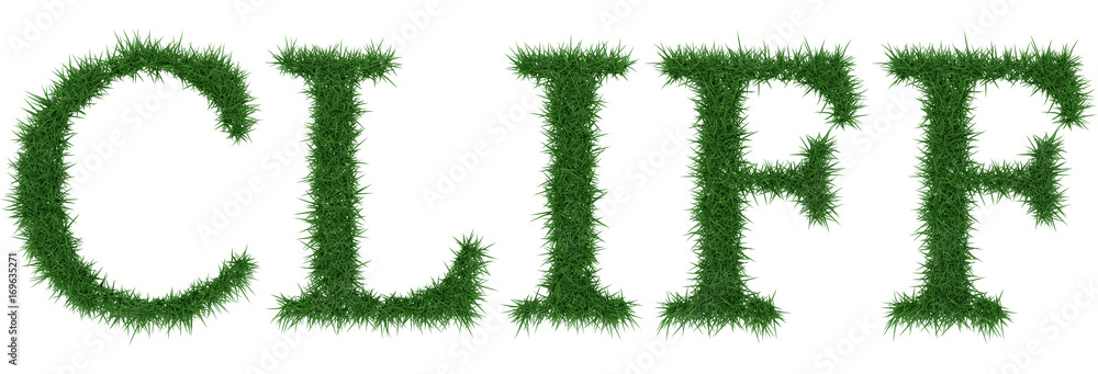 Cliff - 3D rendering fresh Grass letters isolated on whhite background. Cliff - 3D rendering fresh Grass letters isolated on whhite background.