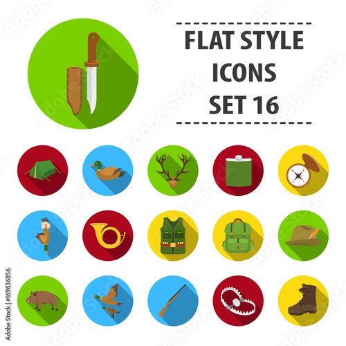 Hunting set icons in black style. Big collection of hunting vector symbol stock illustration