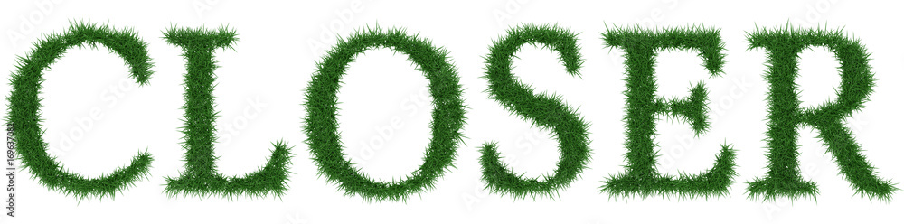 Closer - 3D rendering fresh Grass letters isolated on whhite background. Closer - 3D rendering fresh Grass letters isolated on whhite background.