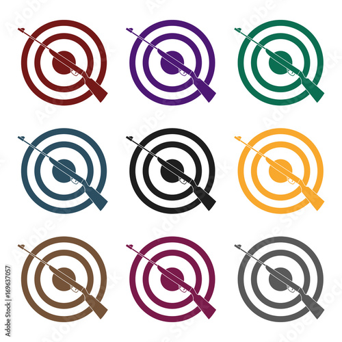 Weapon and target. Shooting gallery in an amusement park.Amusement park single icon in black style vector symbol stock illustration.