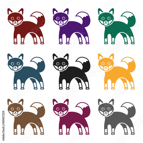 Fox icon in black style isolated on white background. Animals symbol stock vector illustration.