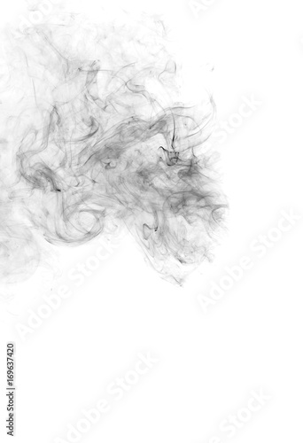 Abstract black smoke on white background,black ink ,black and white ,B&W