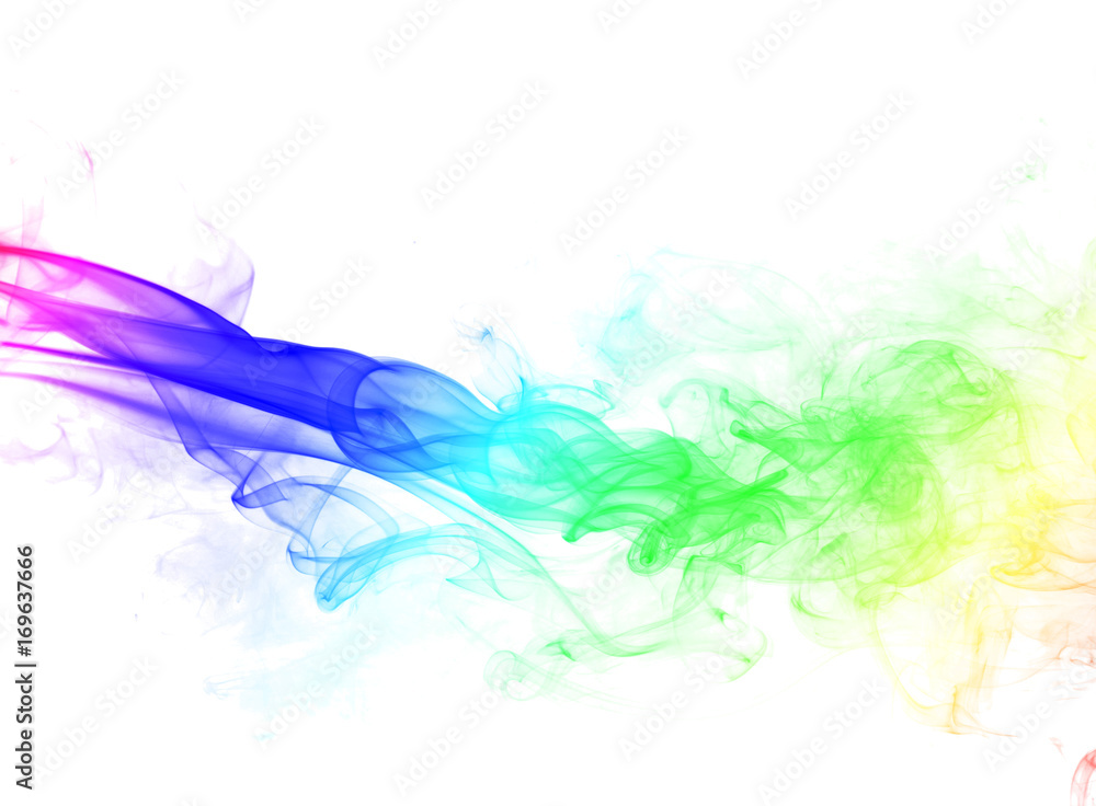 colored smoke isolated on white background