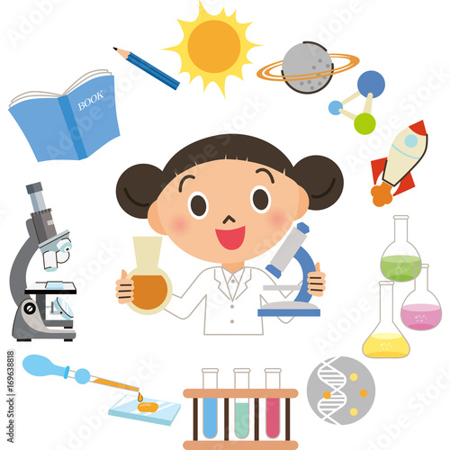 理科の実験をしている子供