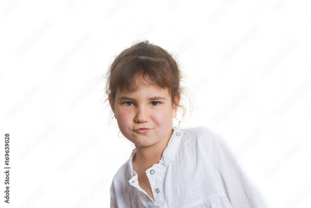 studio portrait of young happy smiling preschooller girl over white background studio portrait of young happy smiling preschooller girl over white background