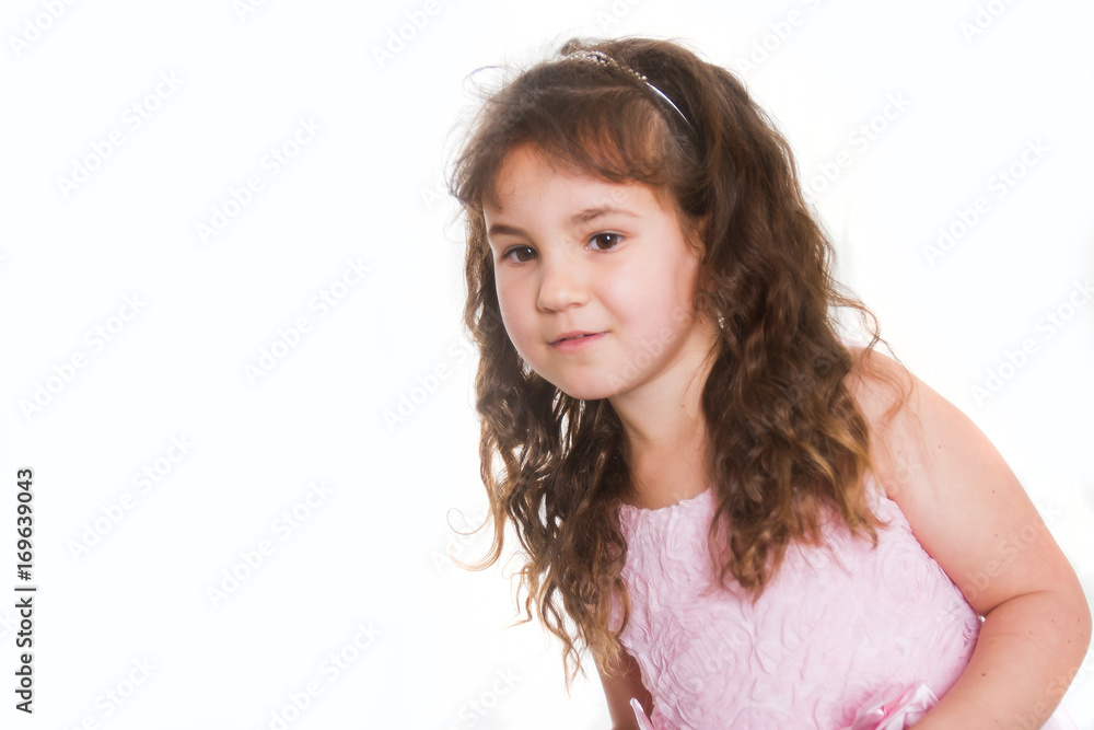 studio portrait of young happy smiling preschooller girl over white background studio portrait of young happy smiling preschooller girl over white background