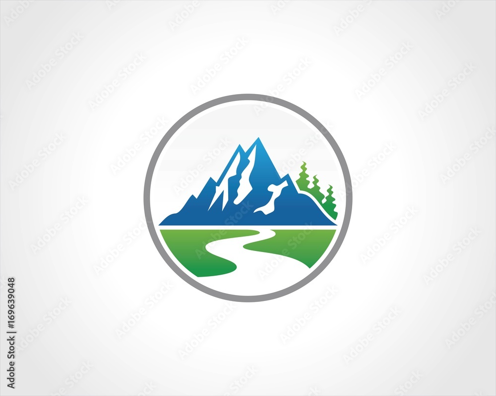 circle mountain nature logo Stock Vector | Adobe Stock