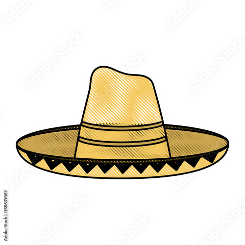 Colorful mexican hat doodle over white background vector illustration