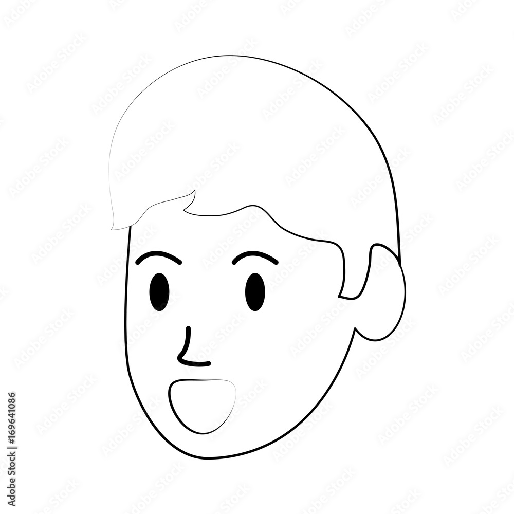 flat line uncolored man head over white background vector ilustration flat line uncolored man head over white background vector ilustration